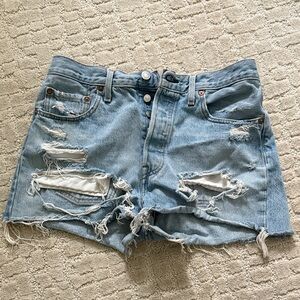 Levi's Light Blue Distressed Jean Shorts